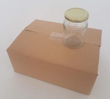 Karton Honiggläser mit Metalldeckel, 40 Gläser à 500 g.